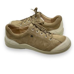 Finn Comfort Shoes Women's 41 Leather Ortho Lace Up Sneaker Stone Jasmine EUC